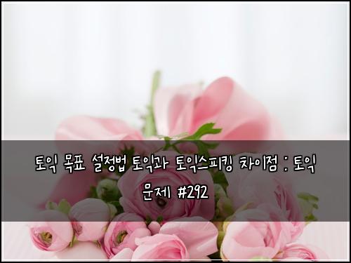 토익 목표 설정법 토익과 토익스피킹 차이점 : 토익 문제 #292