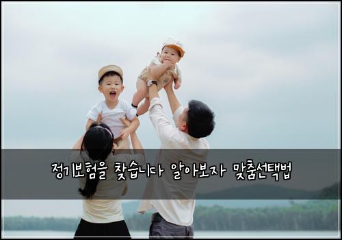 정기보험을 찾습니다 알아보자 맞춤선택법