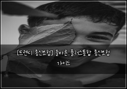  [트렌디 종신보험] 올바른 플러스통합 종신보험 가이드