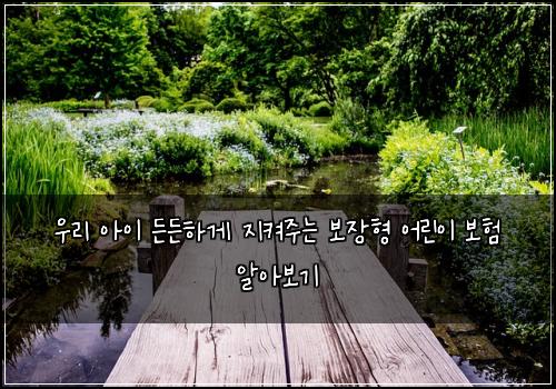  우리 아이 든든하게 지켜주는 보장형 어린이 보험 알아보기