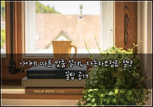 나이에 따른 맞춤 설계, 자동차보험료 절약 꿀팁 공개