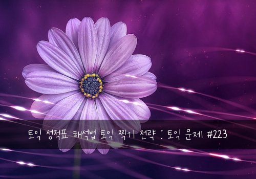 토익 성적표 해석법 토익 찍기 전략 : 토익 문제 #223