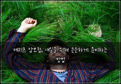 메리츠 암보험, 내일을 위해 든든하게 준비하는 방법