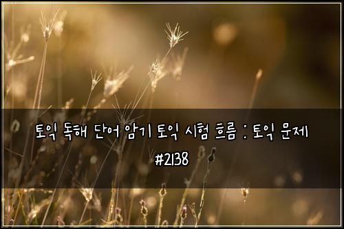 토익 독해 단어 암기 토익 시험 흐름 : 토익 문제 #2138