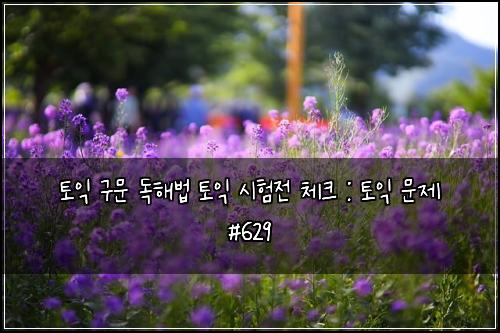 토익 구문 독해법 토익 시험전 체크 : 토익 문제 #629