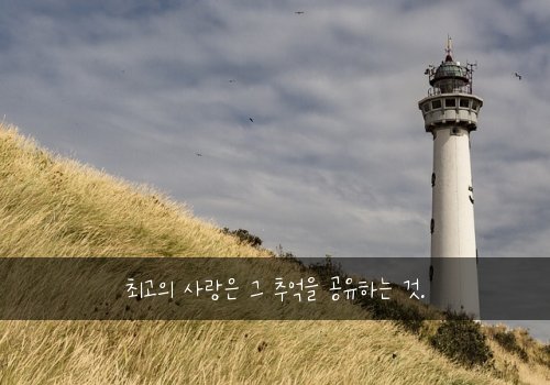 최고의 사랑은 그 추억을 공유하는 것.