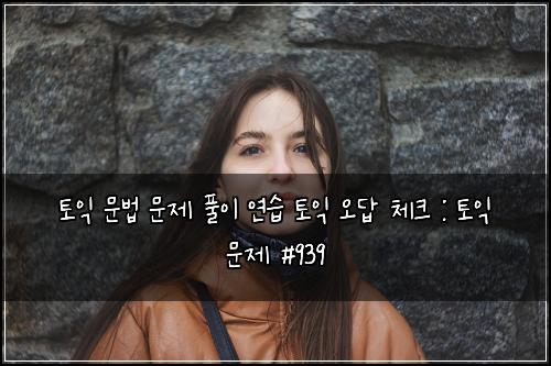 토익 문법 문제 풀이 연습 토익 오답 체크 : 토익 문제 #939