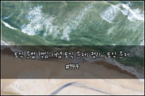 토익 문법 핵심 개념 토익 문제 정리 : 토익 문제 #944