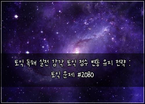 토익 독해 실전 감각 토익 점수 변동 유지 전략 : 토익 문제 #2080