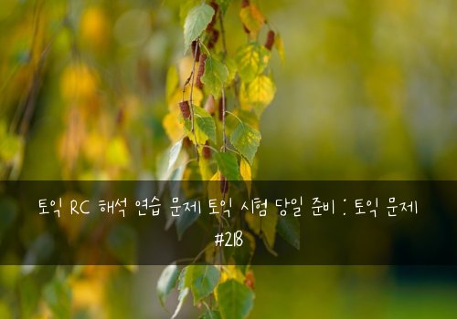 토익 RC 해석 연습 문제 토익 시험 당일 준비 : 토익 문제 #218